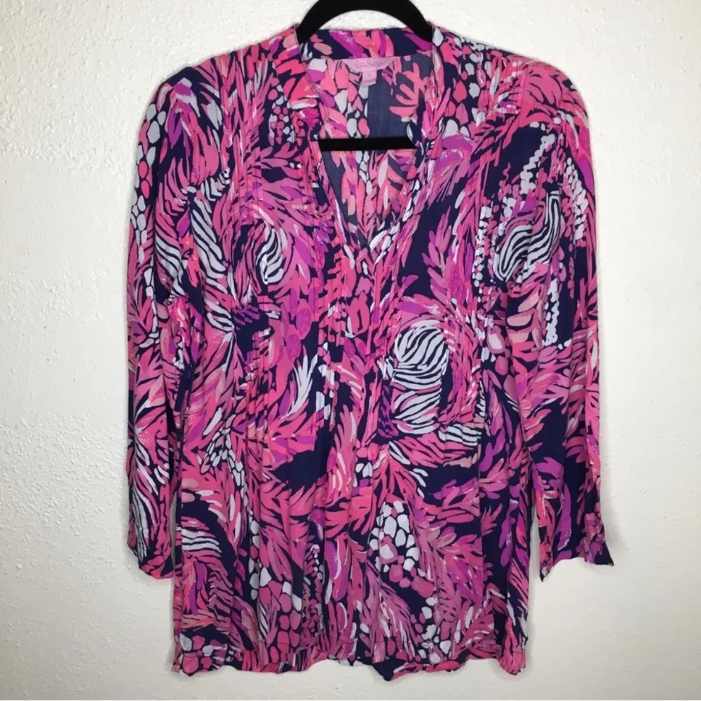 Lilly Pulitzer Sarasota Tunic In Bright Navy A Jungle In Here S
